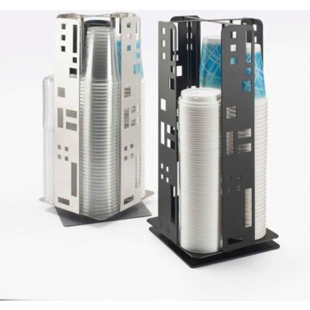 Cal Mil Plastics Cal-Mil 1615-13 Squared Revolving Cup & Lid Dispenser 8-1/4"W x 8-1/4"D x 18-1/4"H Black 1615-13